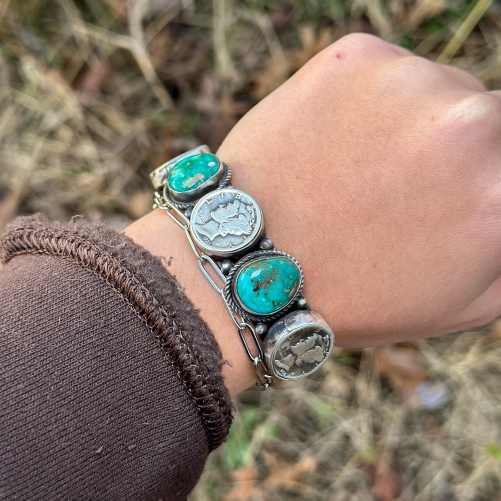 Native Made Kingman Coin Cuff - Picture 3 of 7